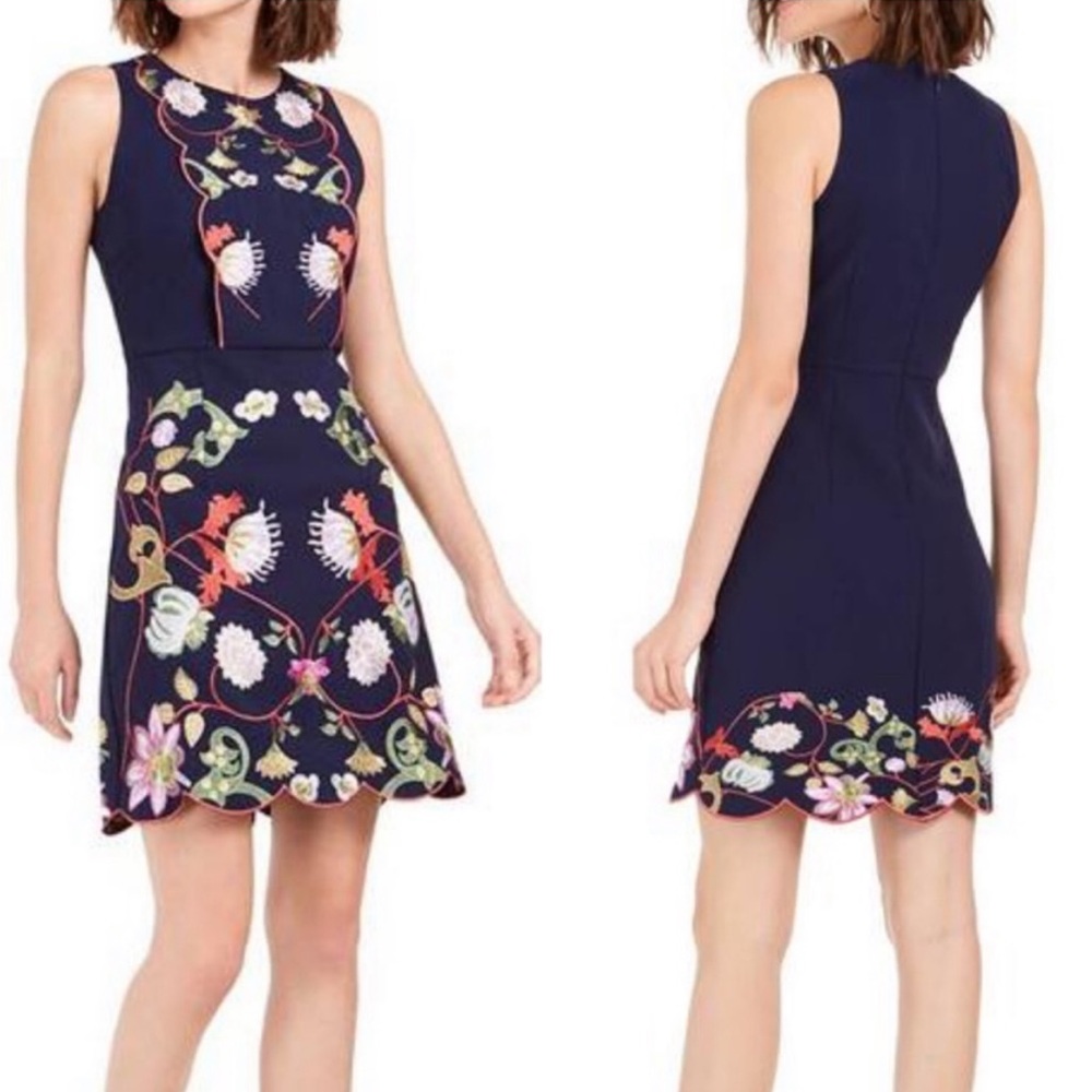 🆕 Foxiedox | Floral Embroidered Navy Blue Sleeveless Dress-NWT